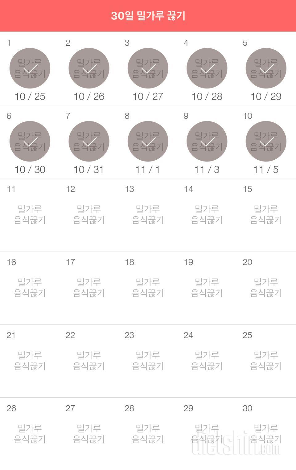 30일 밀가루 끊기 10일차 성공!