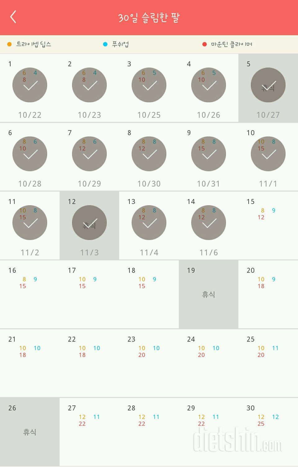 30일 슬림한 팔 74일차 성공!