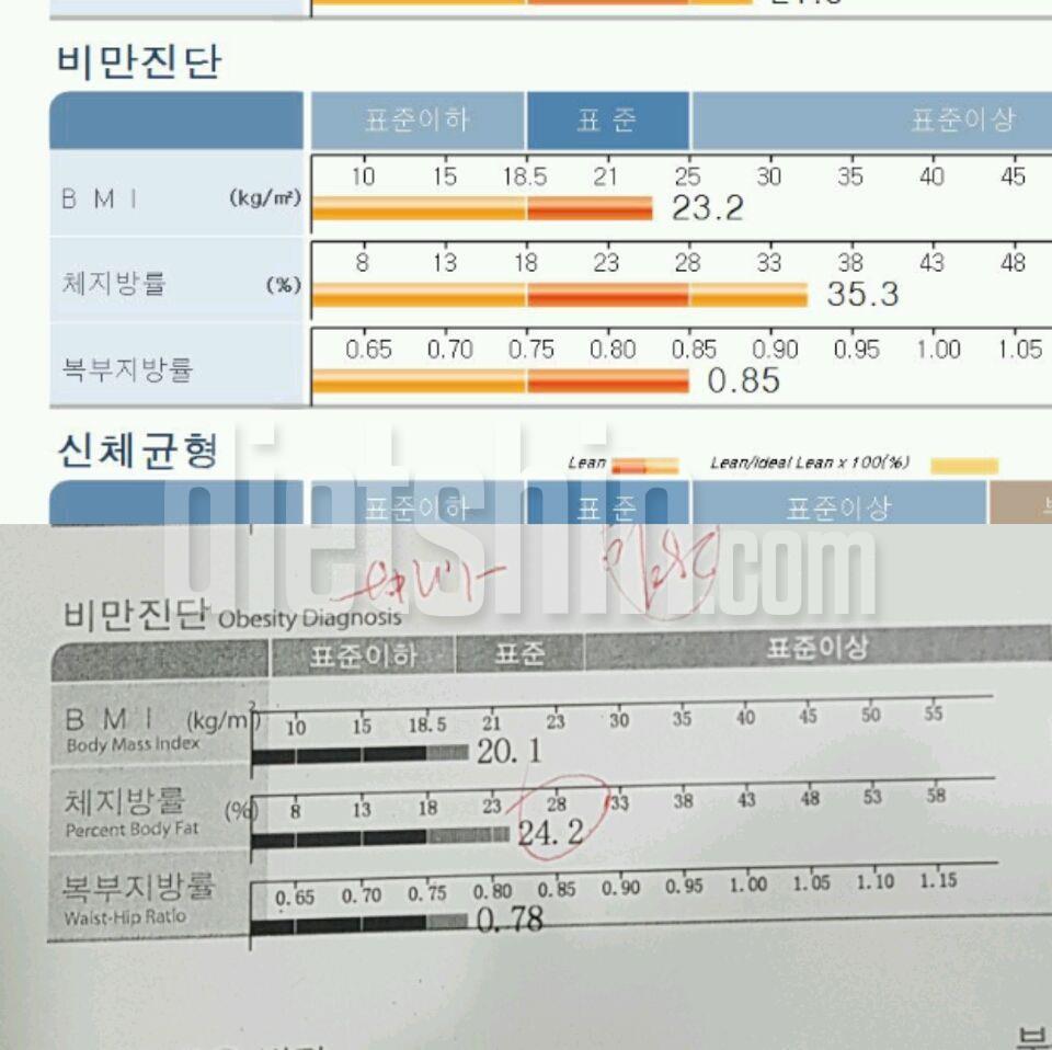 다이어트진행중5달차 인바디비교!