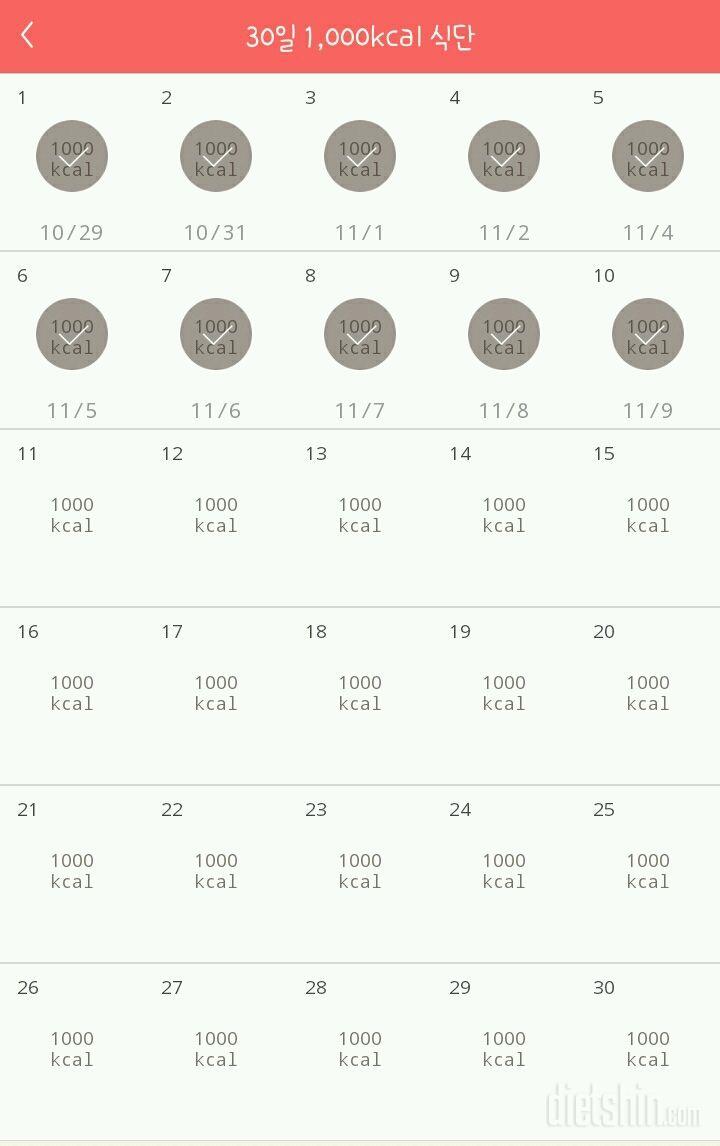 30일 1,000kcal 식단 10일차 성공!