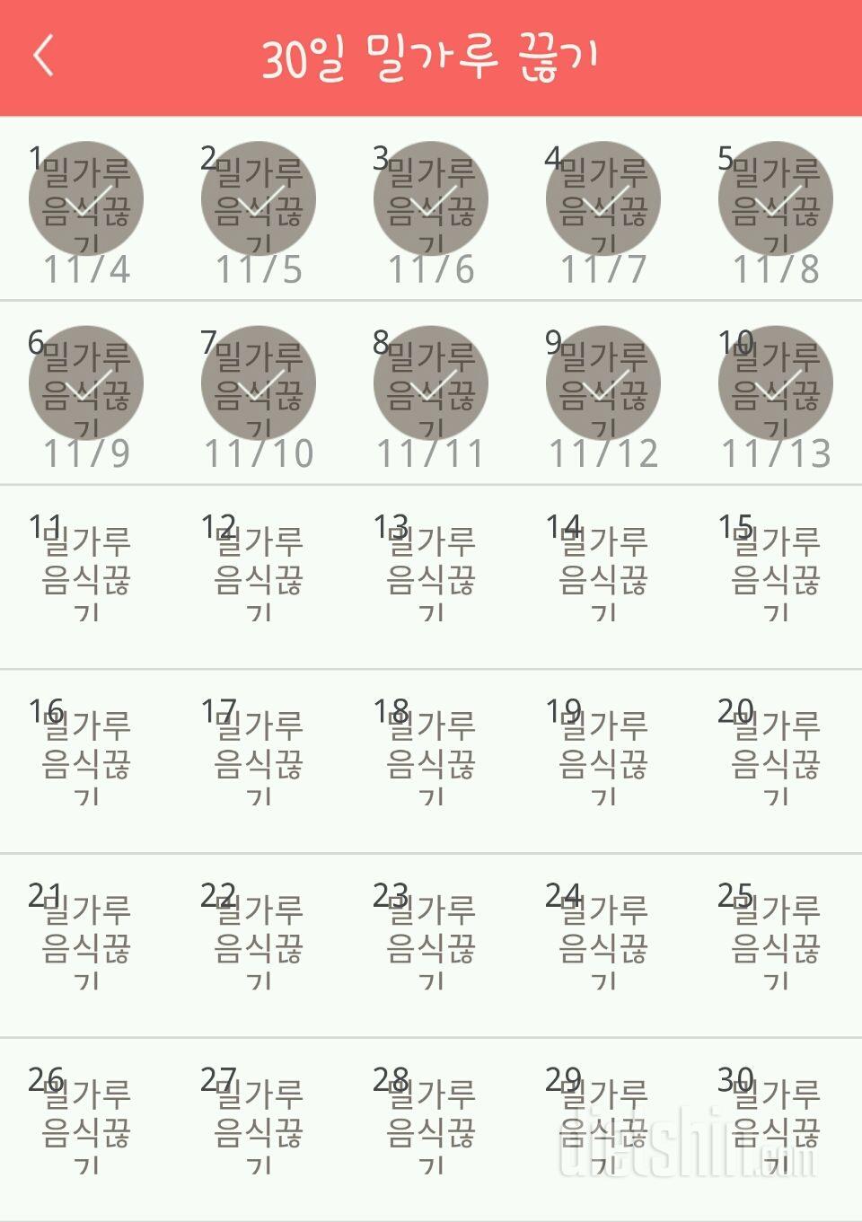 30일 밀가루 끊기 10일차 성공!