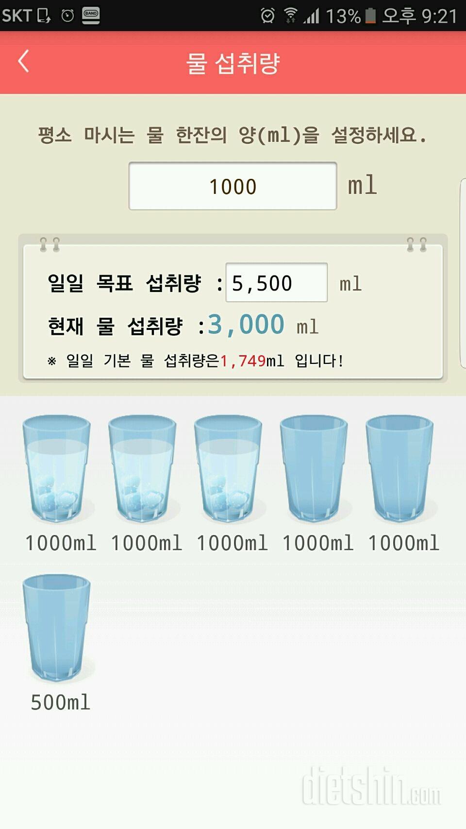 30일 하루 2L 물마시기 43일차 성공!