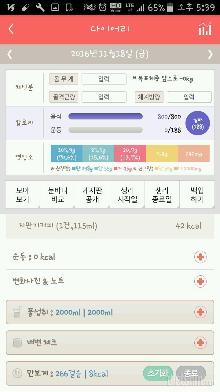 30일 하루 2L 물마시기 5일차 성공!