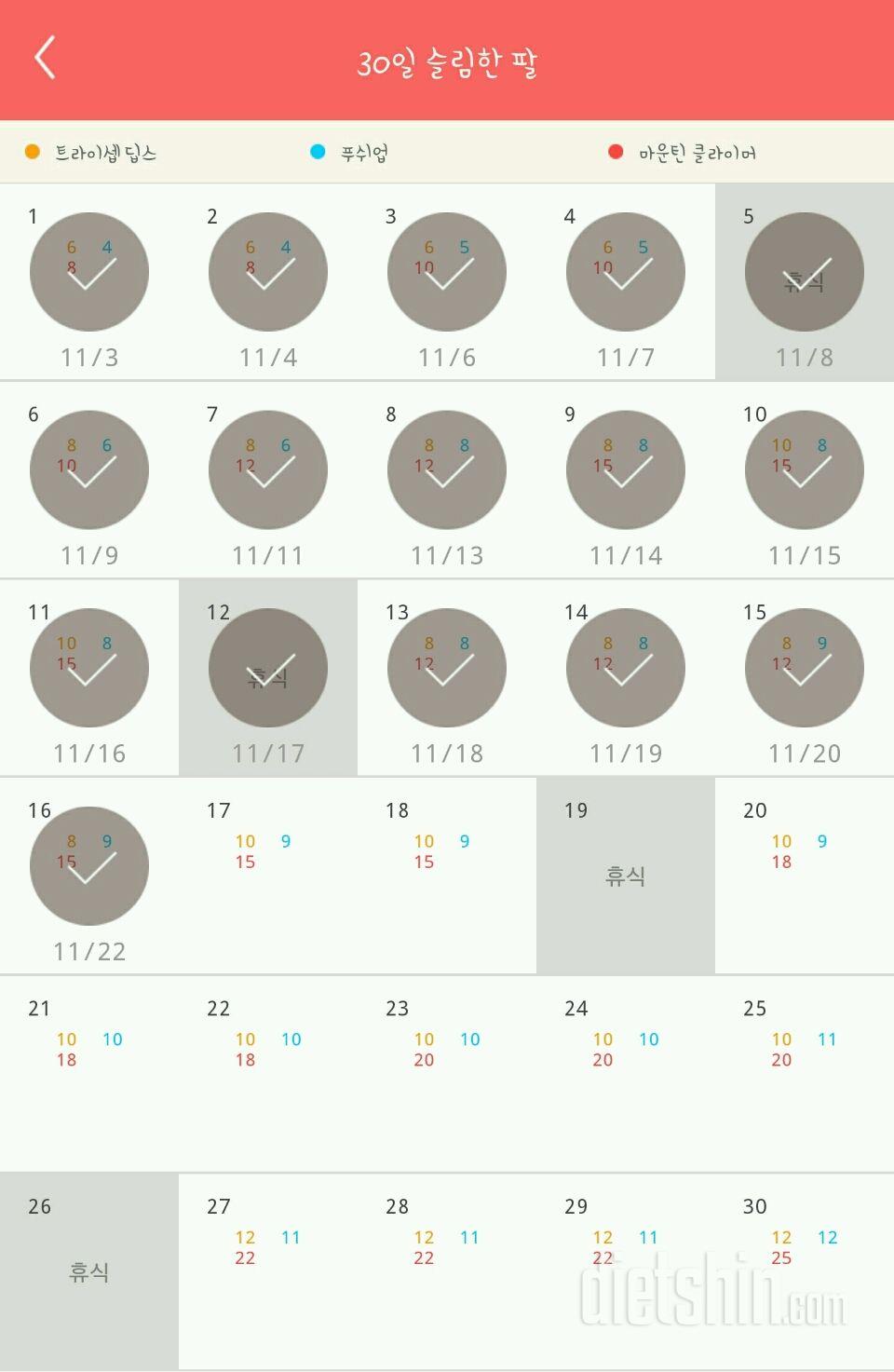 30일 슬림한 팔 16일차 성공!