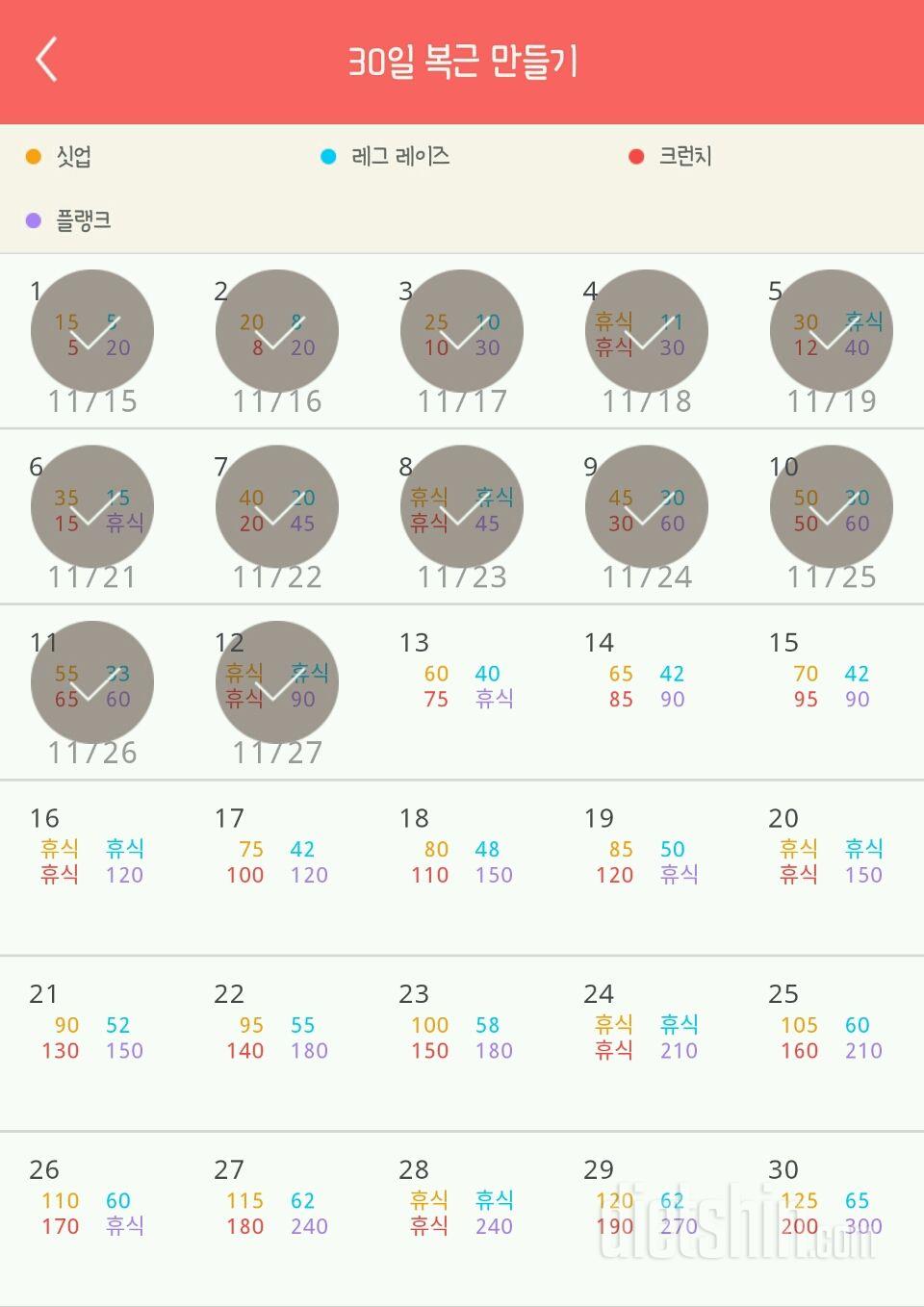 30일 복근 만들기 12일차 성공!