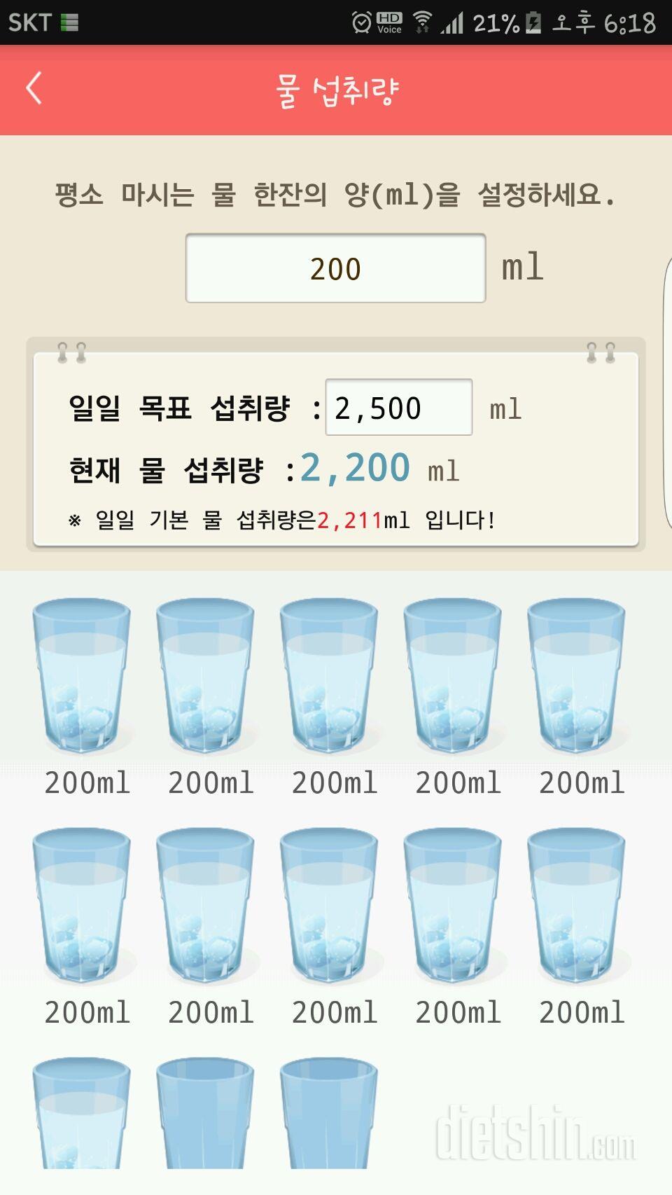 30일 하루 2L 물마시기 13일차 성공!