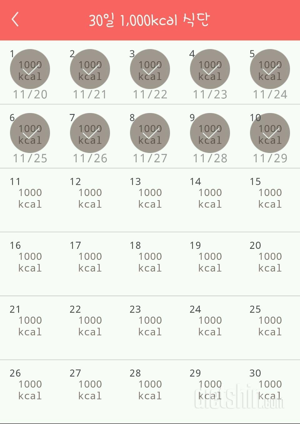 30일 1,000kcal 식단 10일차 성공!