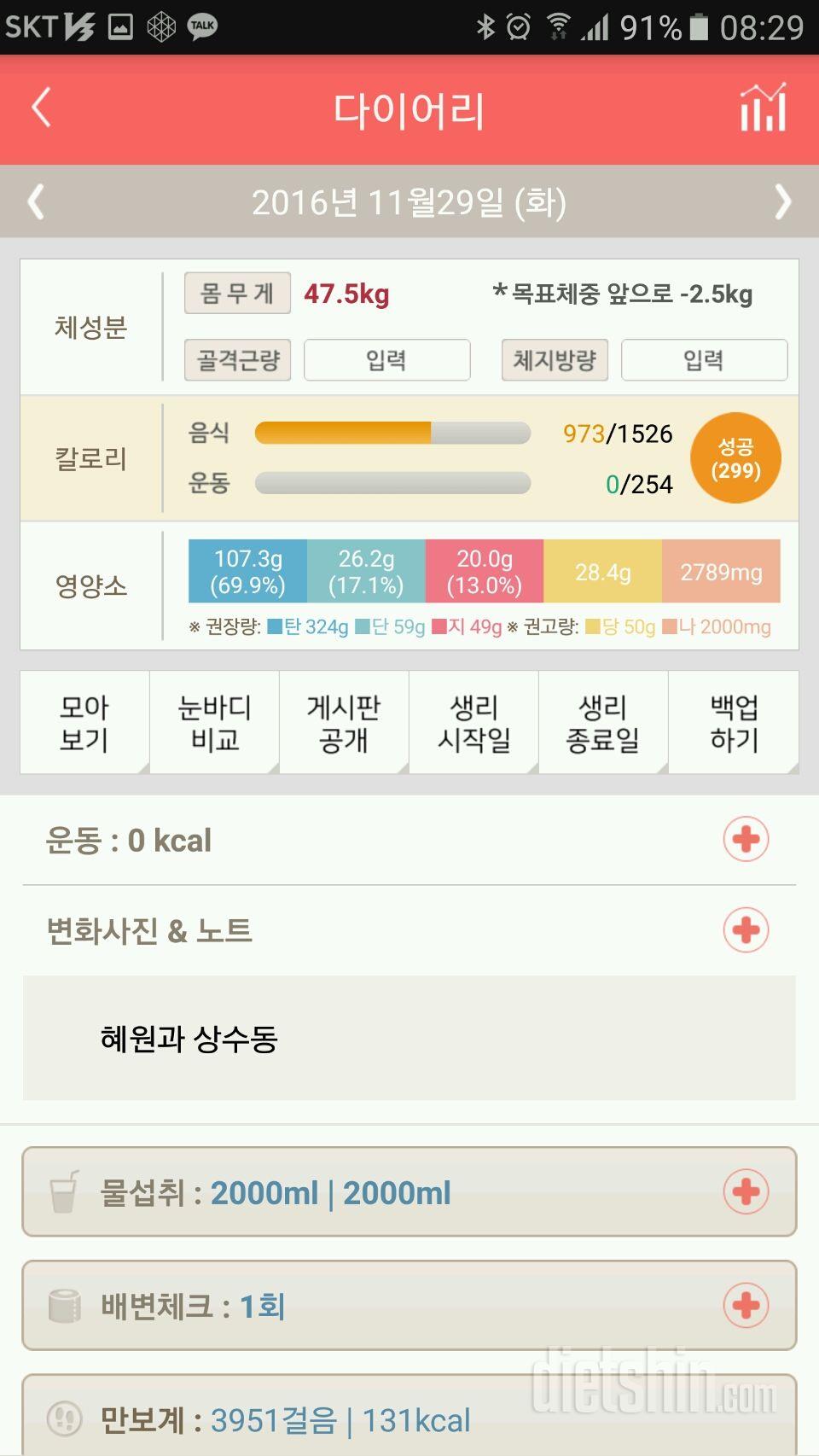 30일 하루 2L 물마시기 94일차 성공!