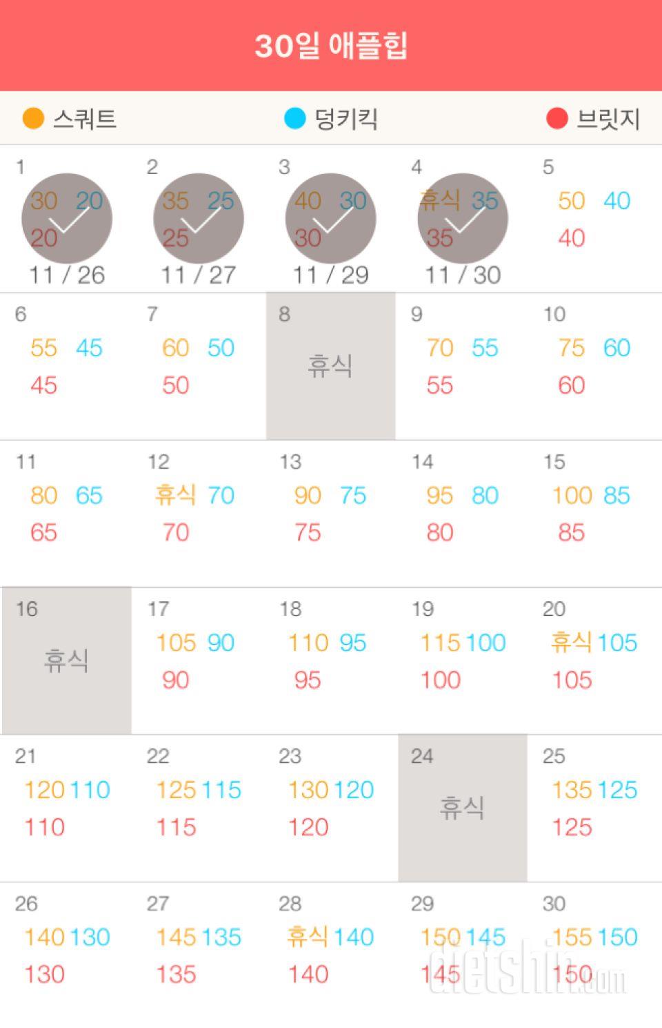 30일 애플힙 4일차 성공!