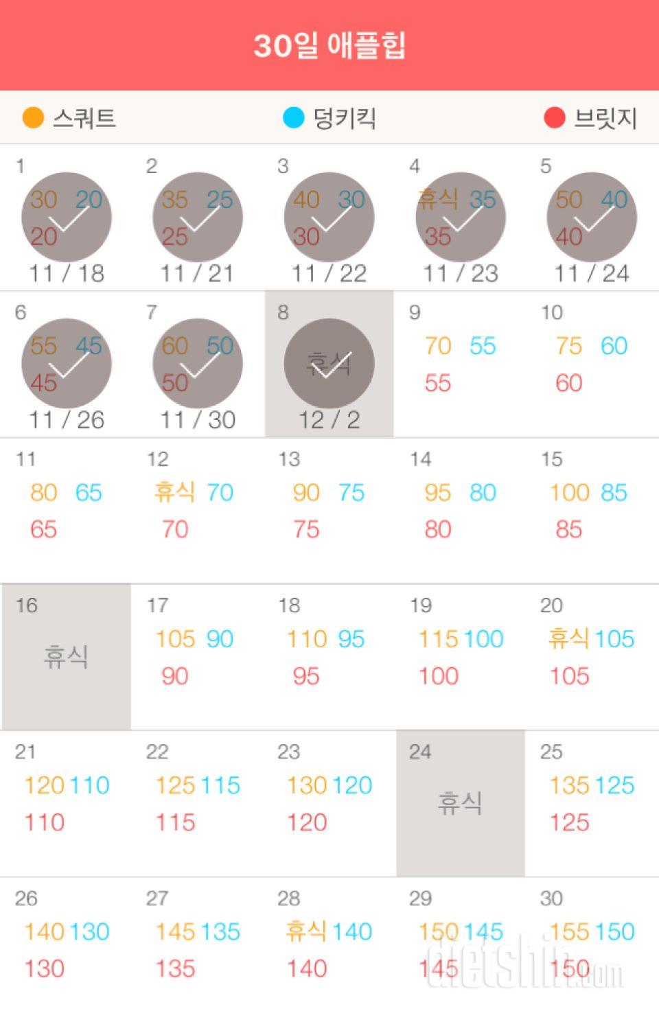 30일 애플힙 8일차 성공!