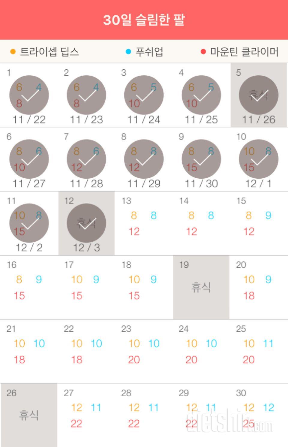 30일 슬림한 팔 12일차 성공!