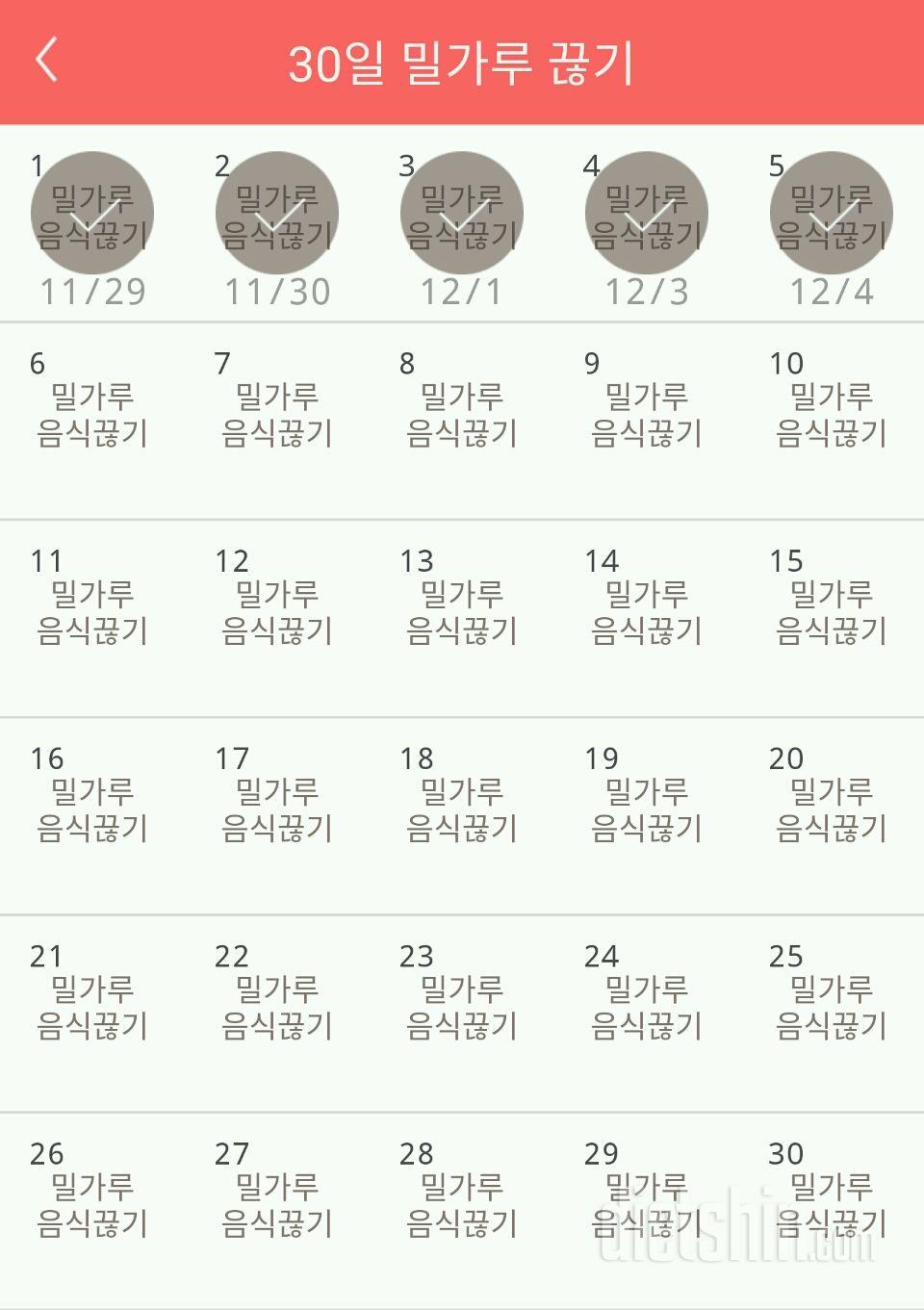 30일 밀가루 끊기 5일차 성공!