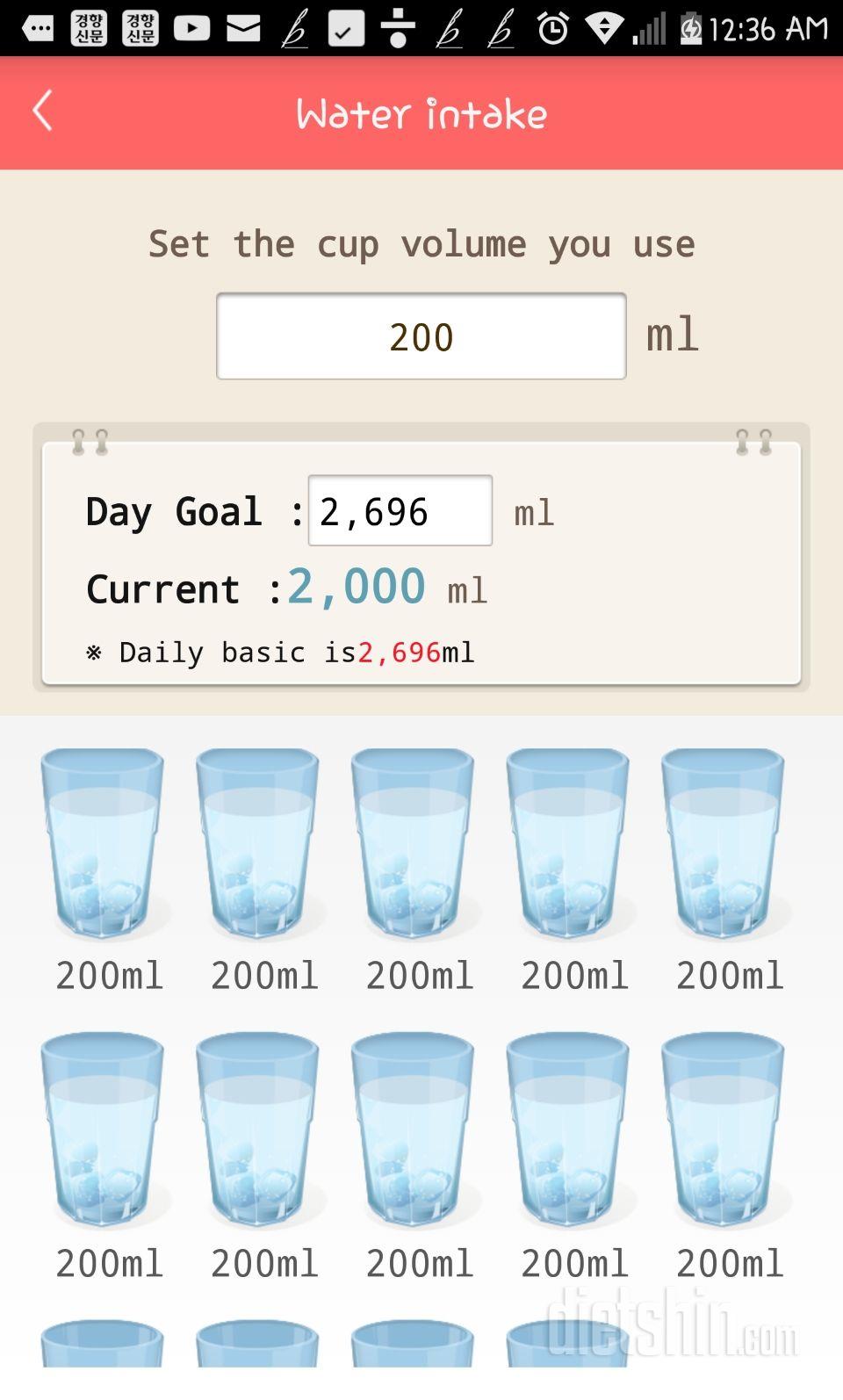 30일 하루 2L 물마시기 19일차 성공!