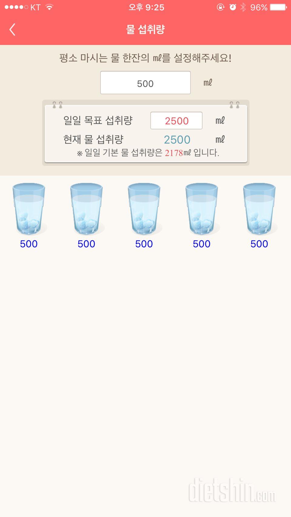 30일 하루 2L 물마시기 5일차 성공!