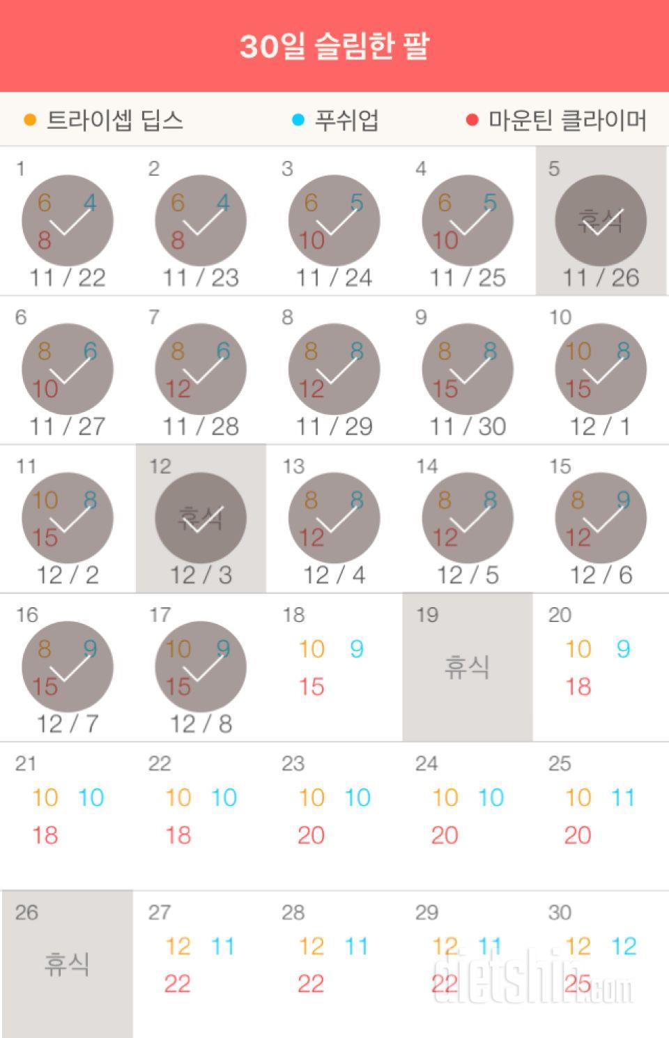 30일 슬림한 팔 17일차 성공!