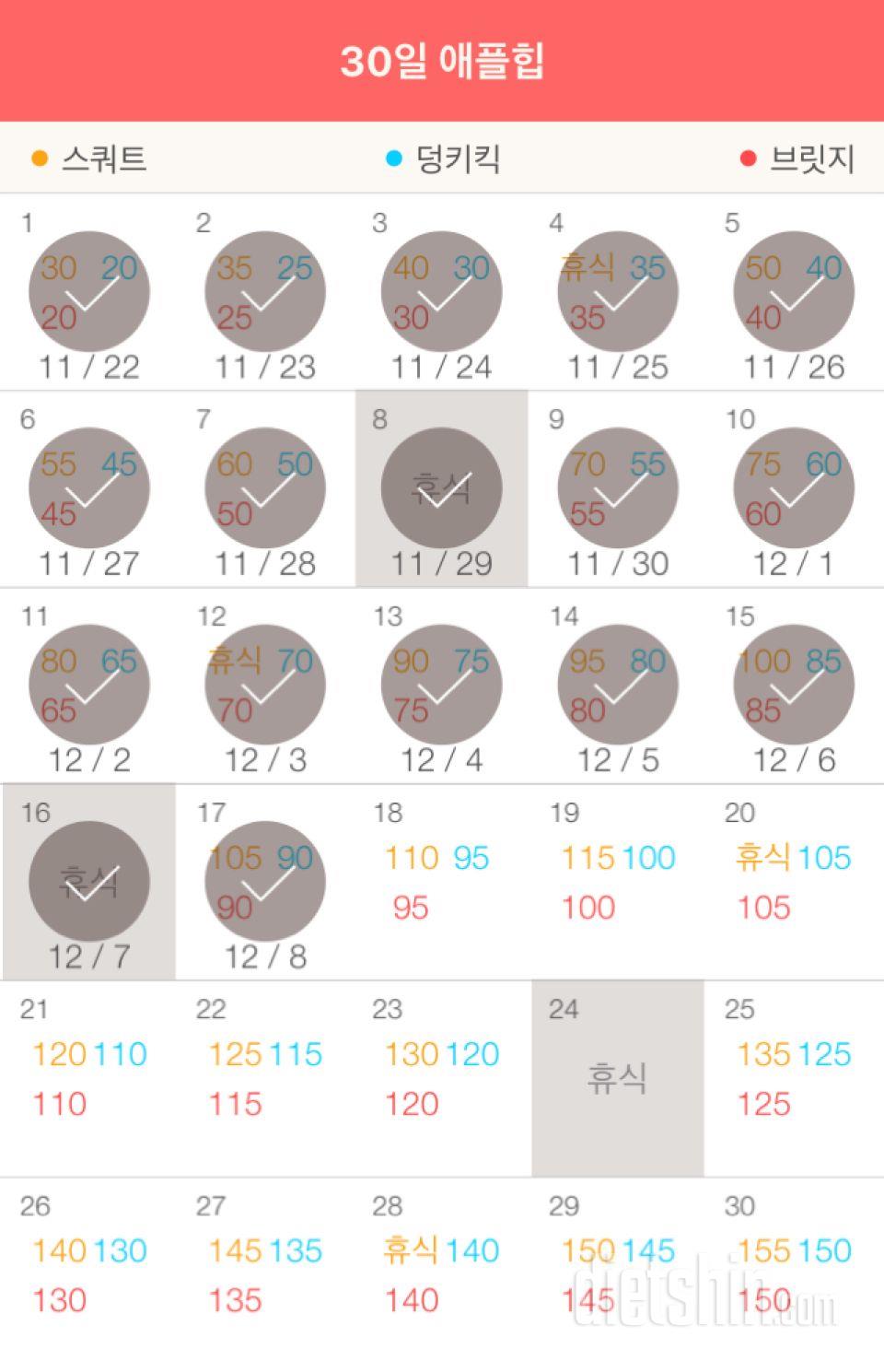 30일 애플힙 17일차 성공!