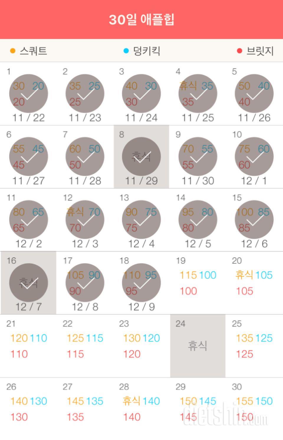 30일 애플힙 18일차 성공!