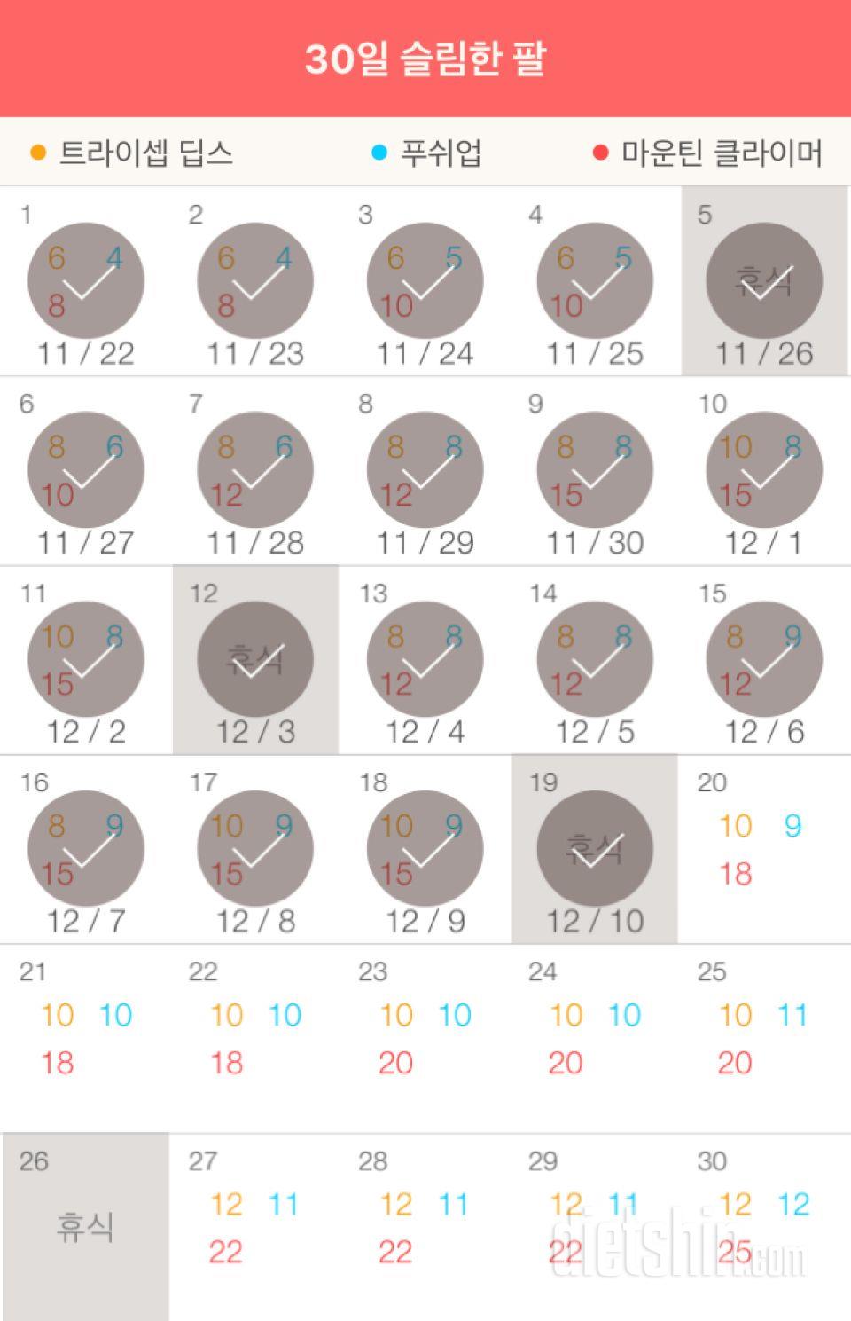 30일 슬림한 팔 19일차 성공!