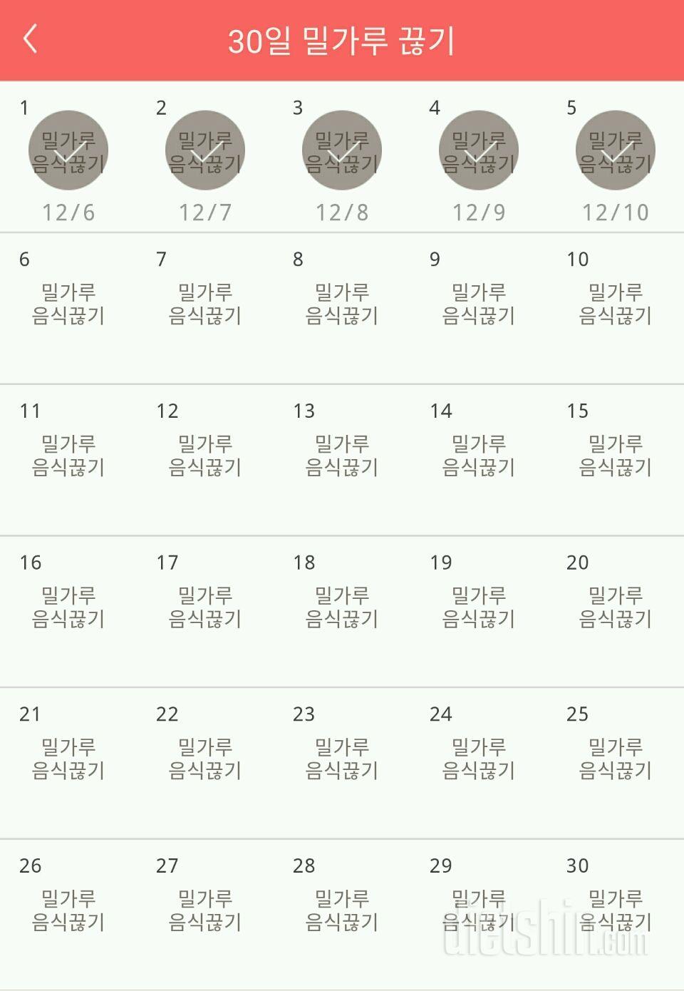 30일 밀가루 끊기 5일차 성공!