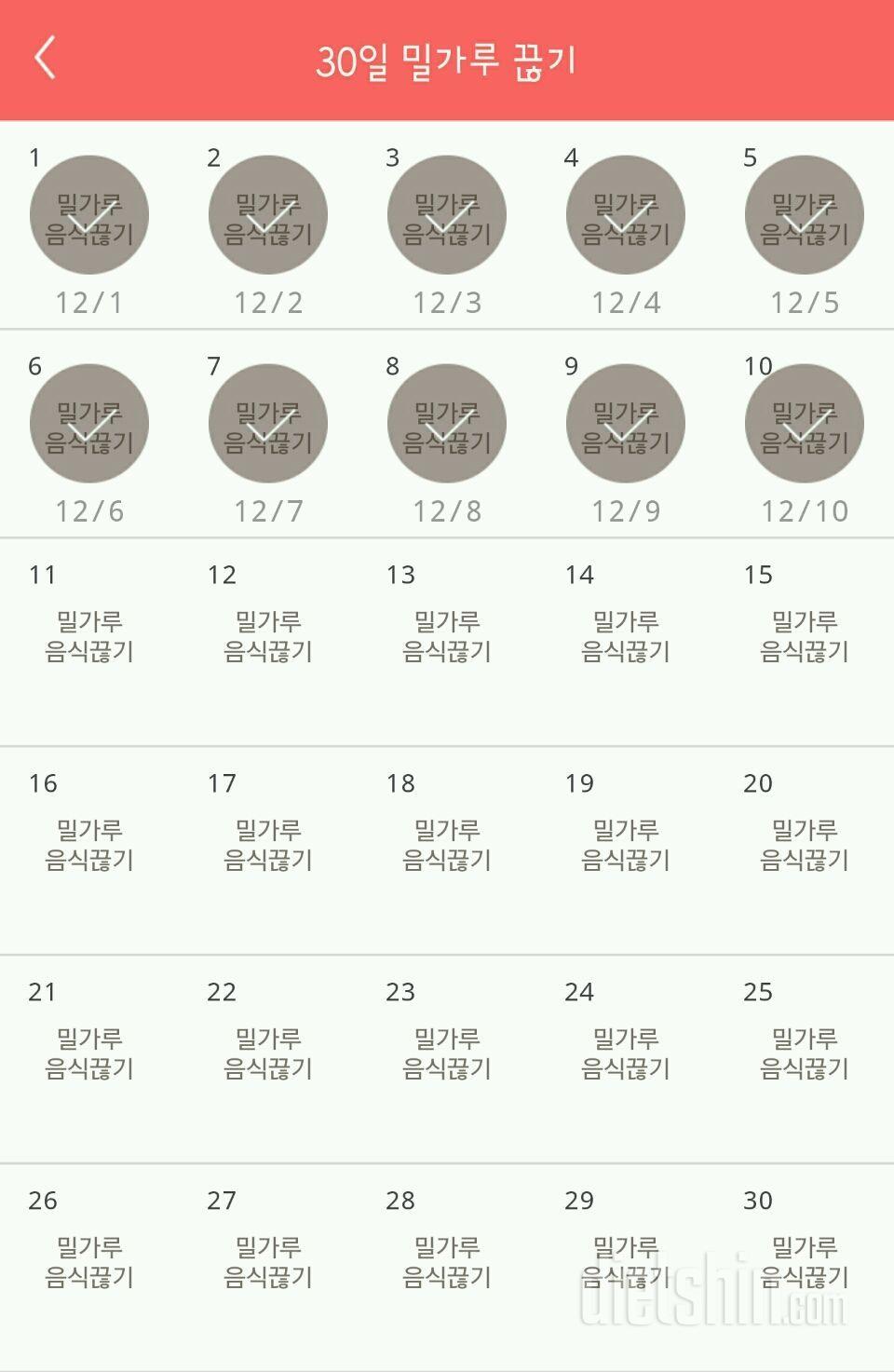 30일 밀가루 끊기 10일차 성공!