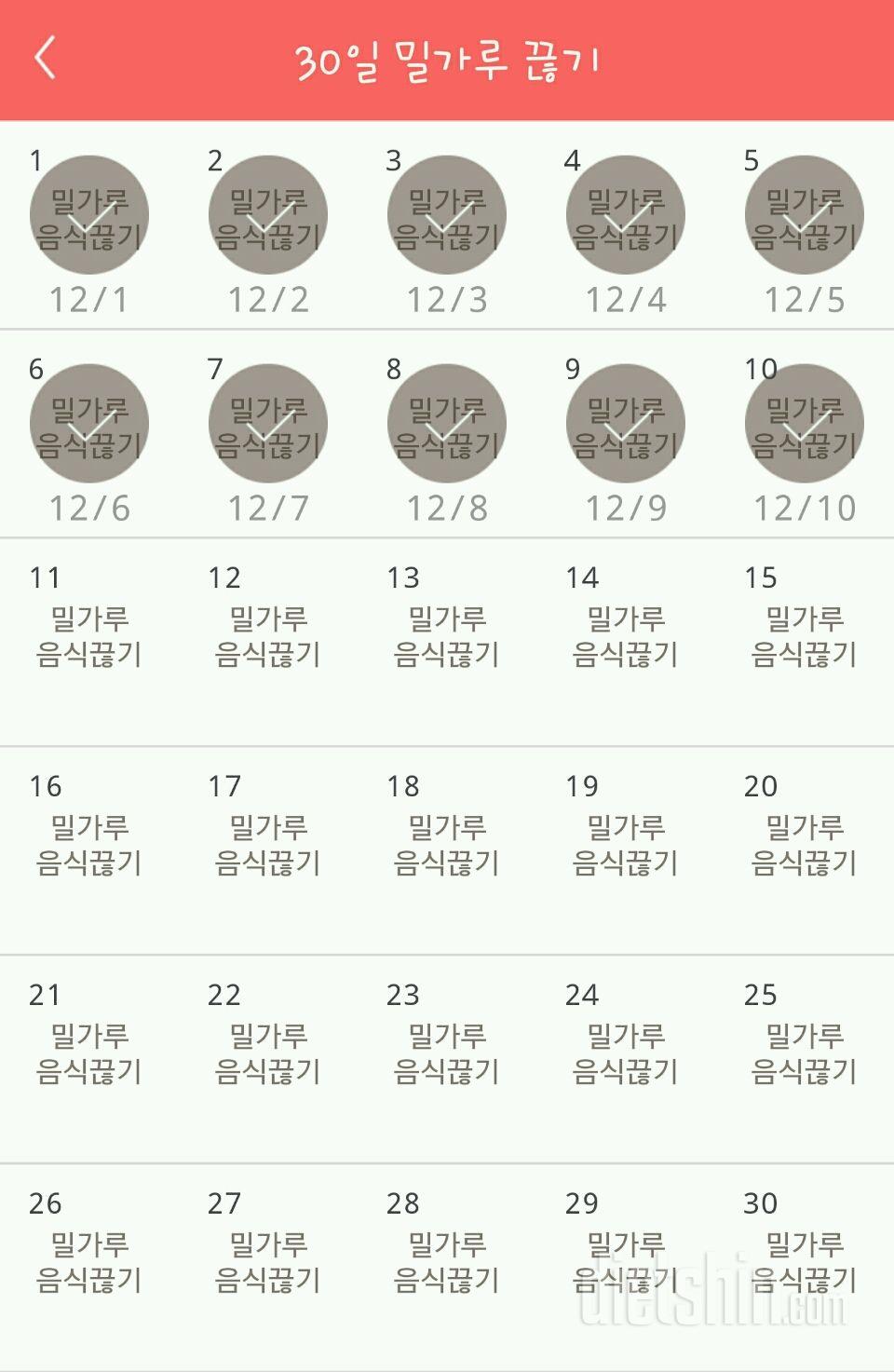 30일 밀가루 끊기 10일차 성공!