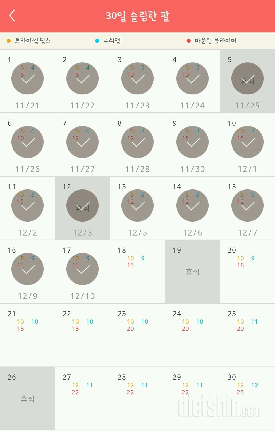 30일 슬림한 팔 17일차 성공!