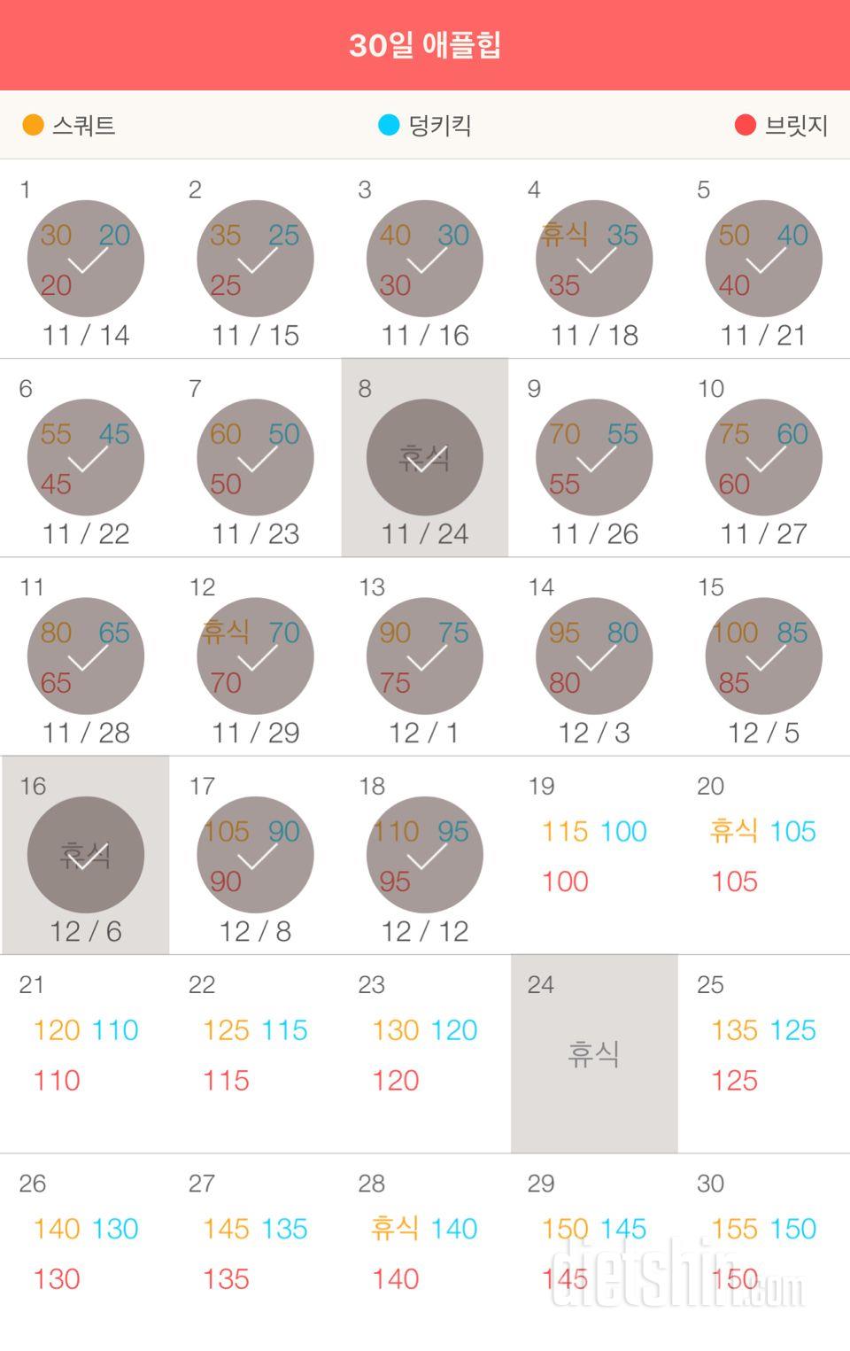 30일 애플힙 18일차 성공!