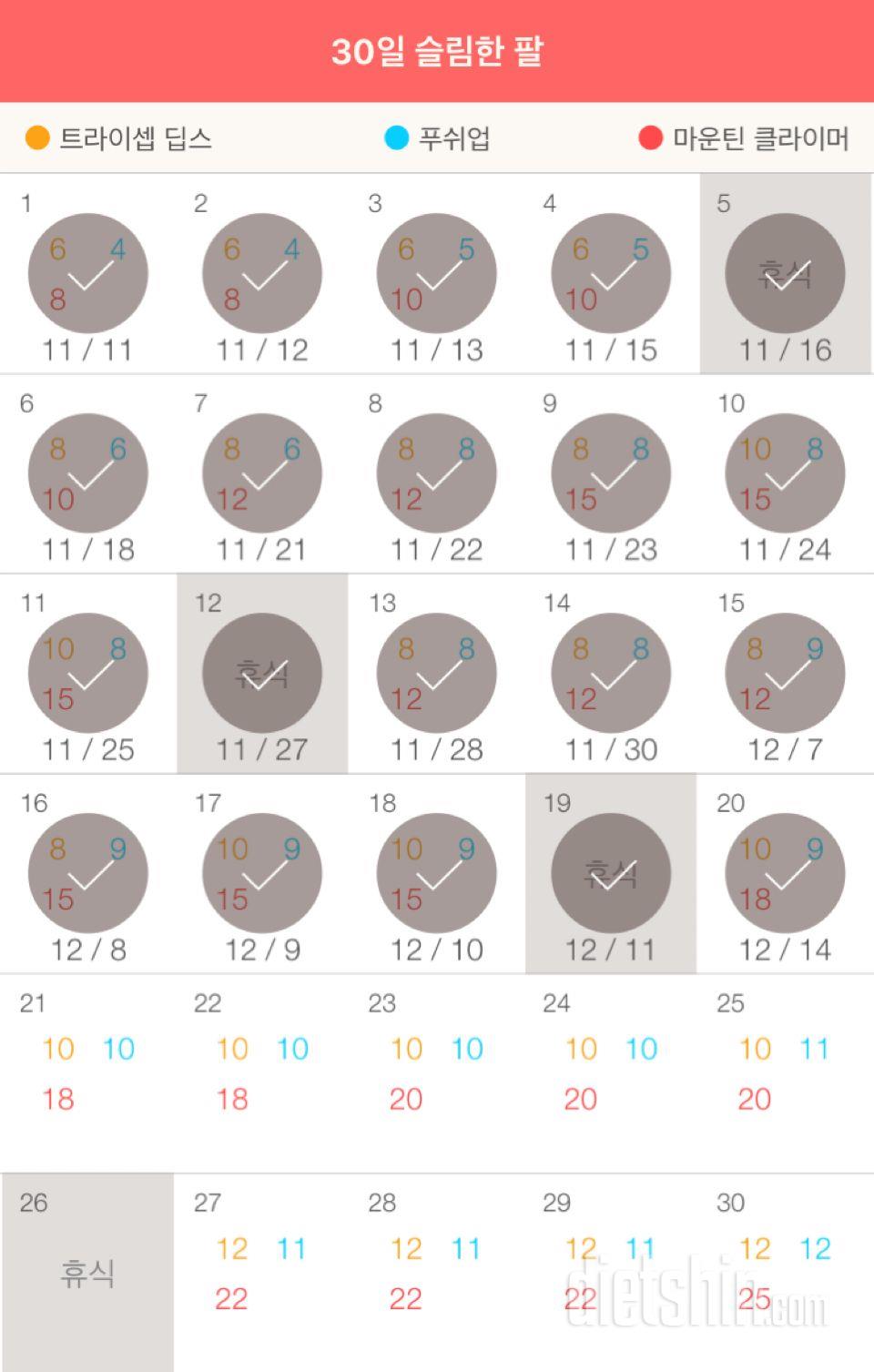 30일 슬림한 팔 20일차 성공!