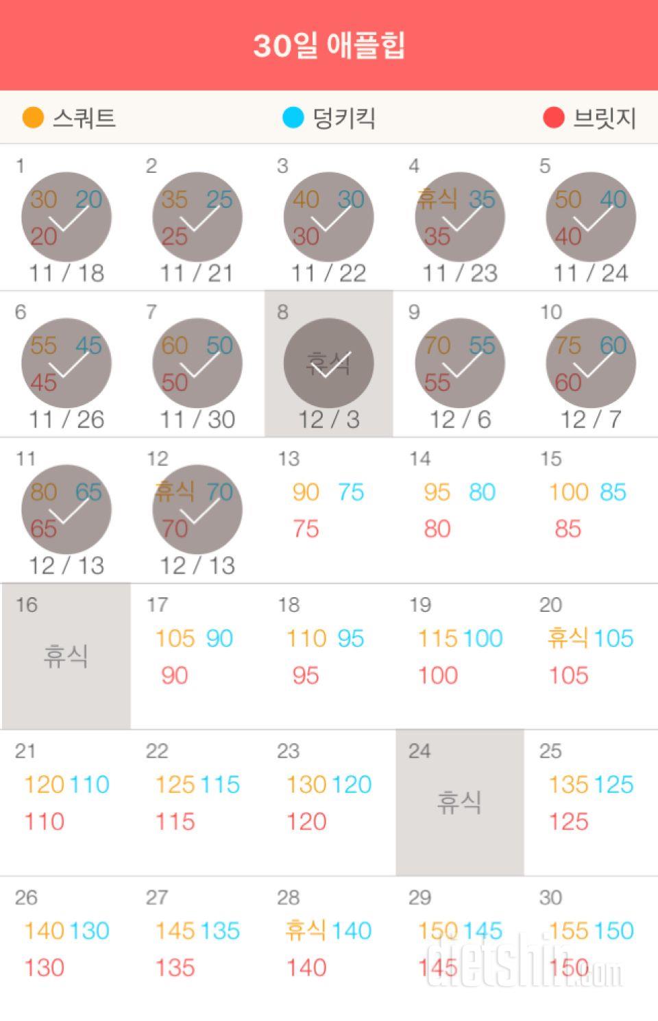 30일 애플힙 12일차 성공!