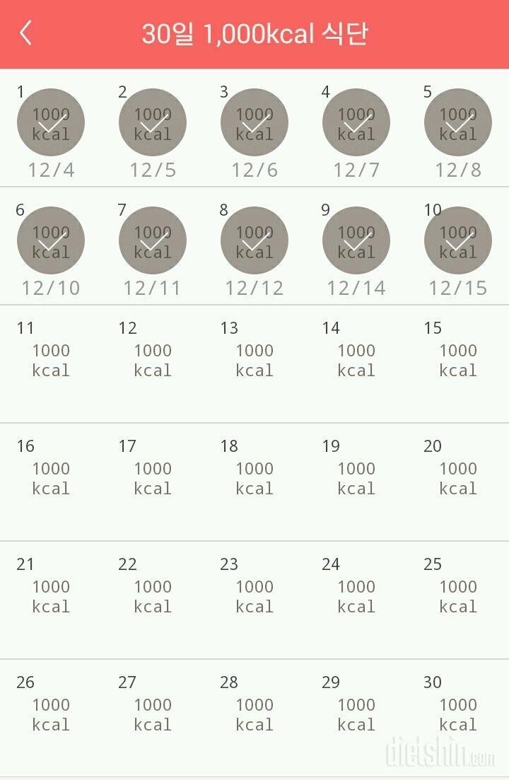 30일 1,000kcal 식단 10일차 성공!