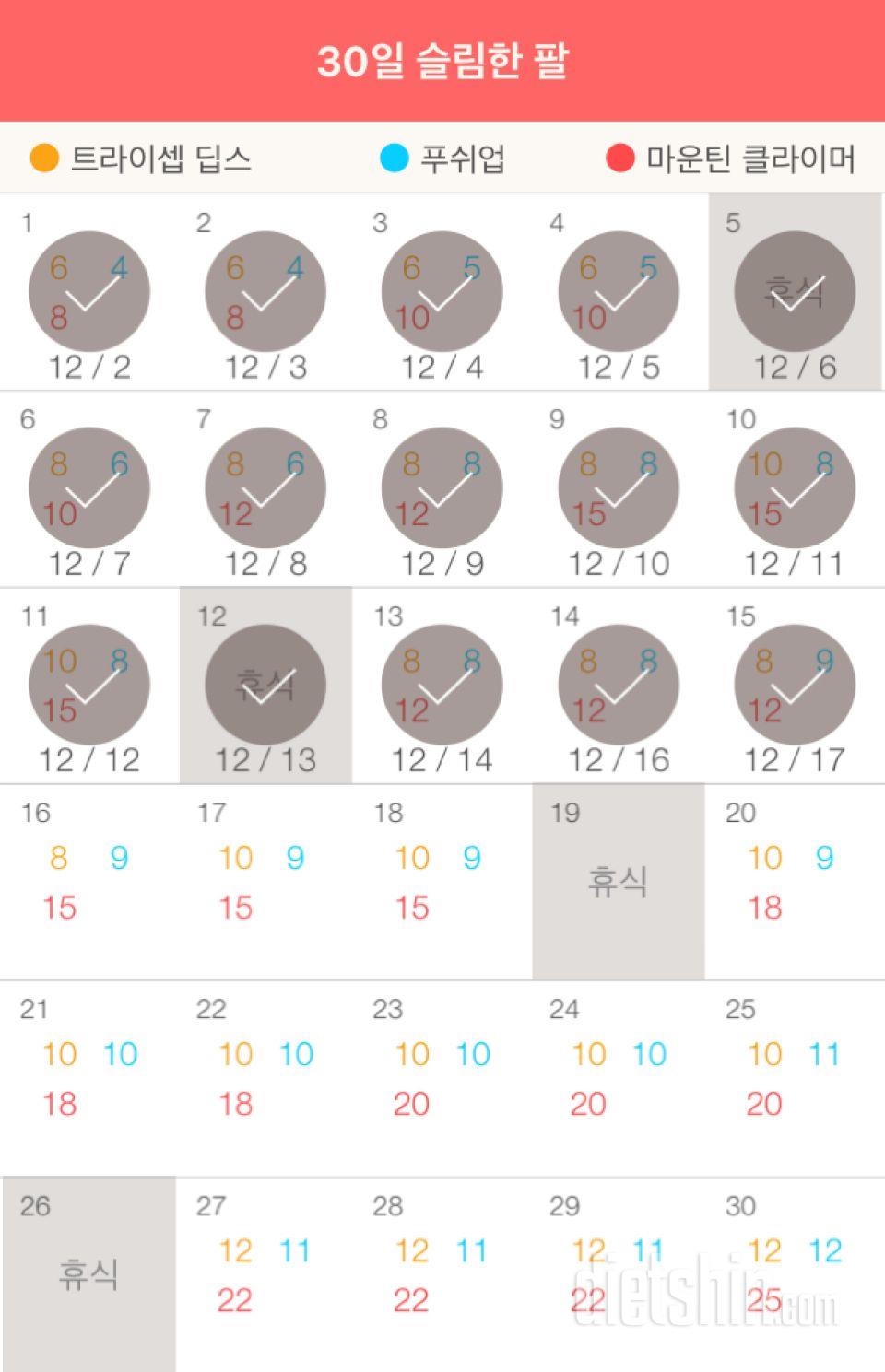 30일 슬림한 팔 15일차 성공!