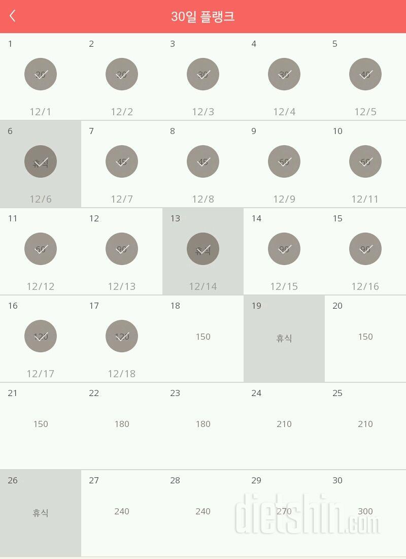 30일 플랭크 17일차 성공!