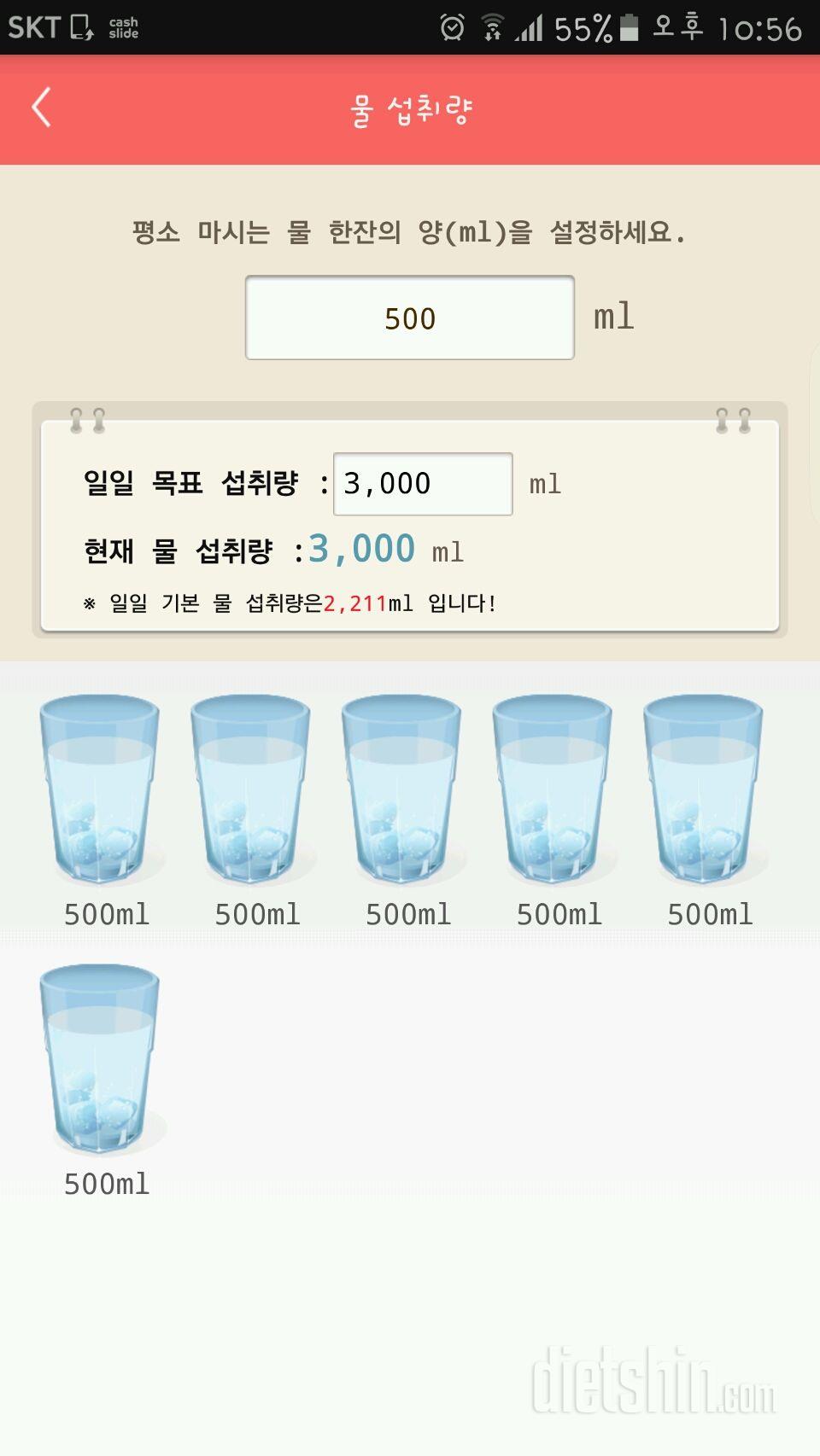 30일 하루 2L 물마시기 1일차 성공!