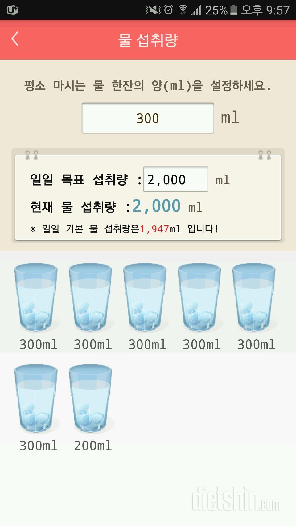 30일 하루 2L 물마시기 1일차 성공!