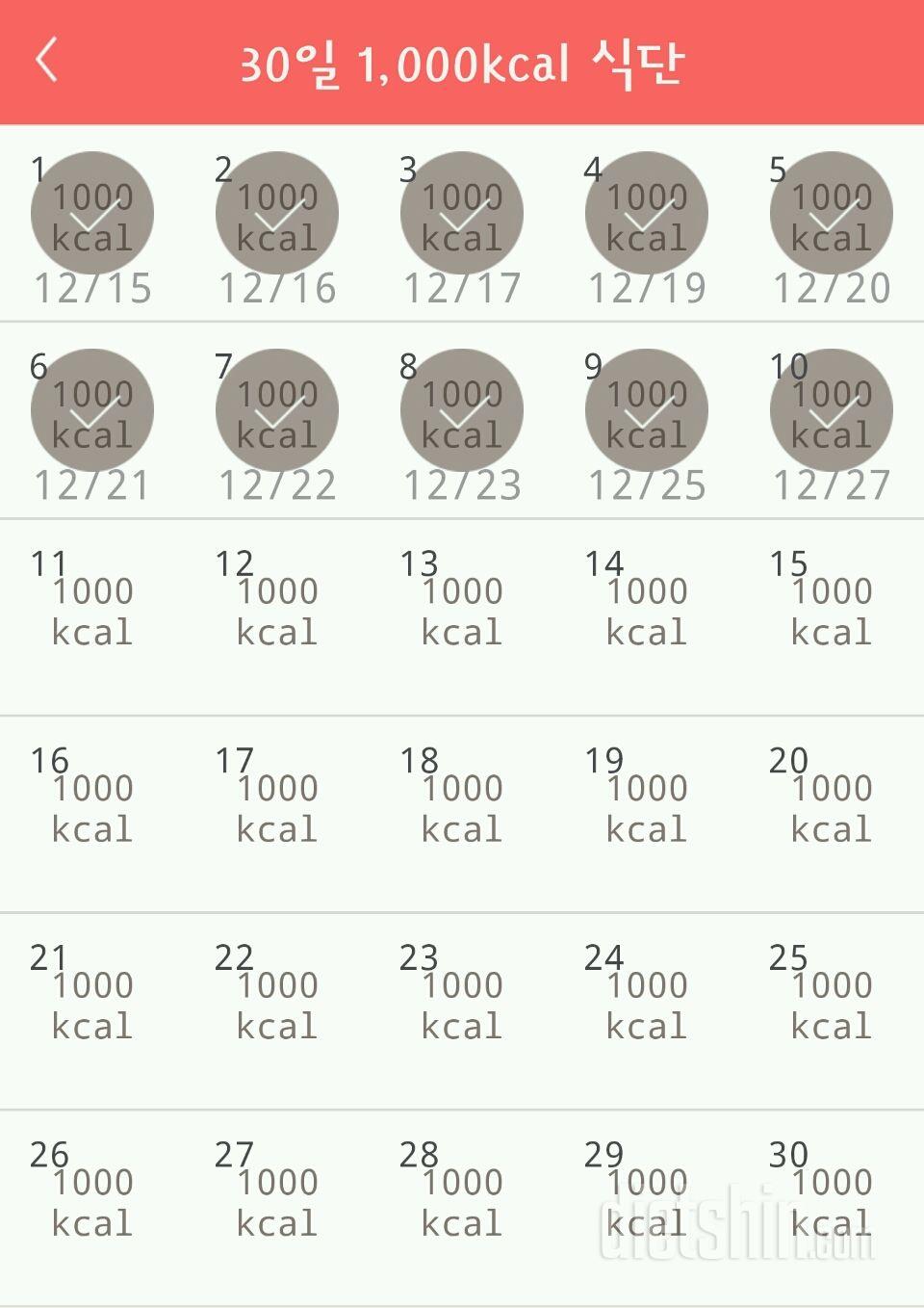 30일 1,000kcal 식단 10일차 성공!