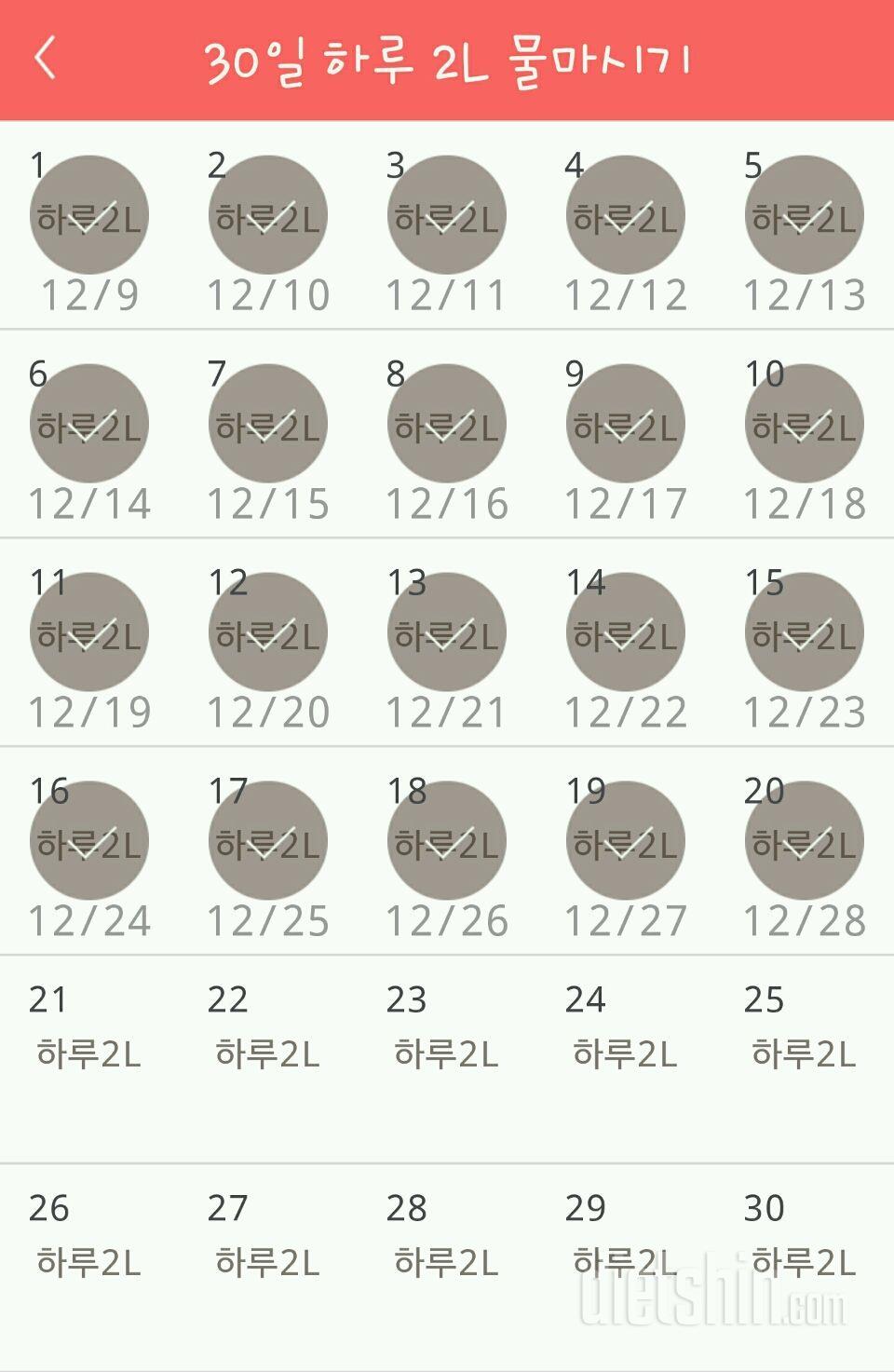 30일 하루 2L 물마시기 20일차 성공!