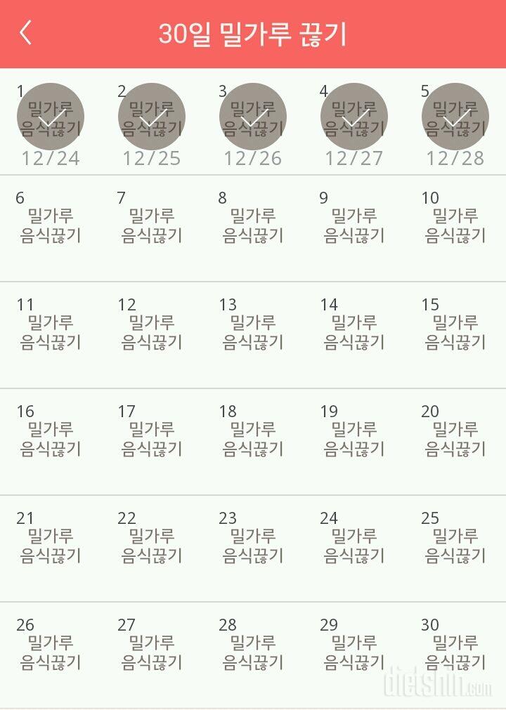 30일 밀가루 끊기 5일차 성공!