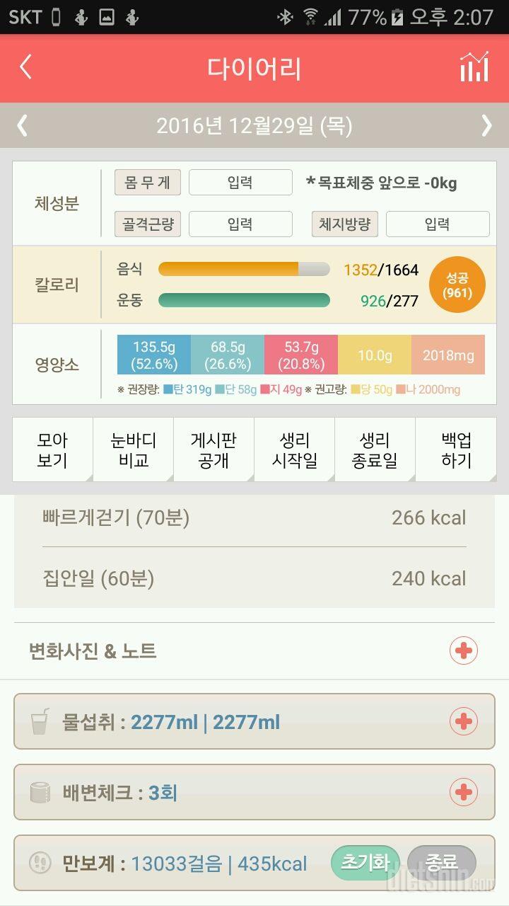 30일 하루 2L 물마시기 140일차 성공!