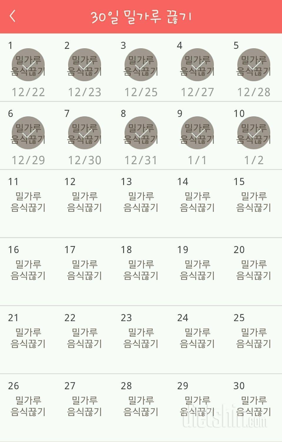 30일 밀가루 끊기 10일차 성공!