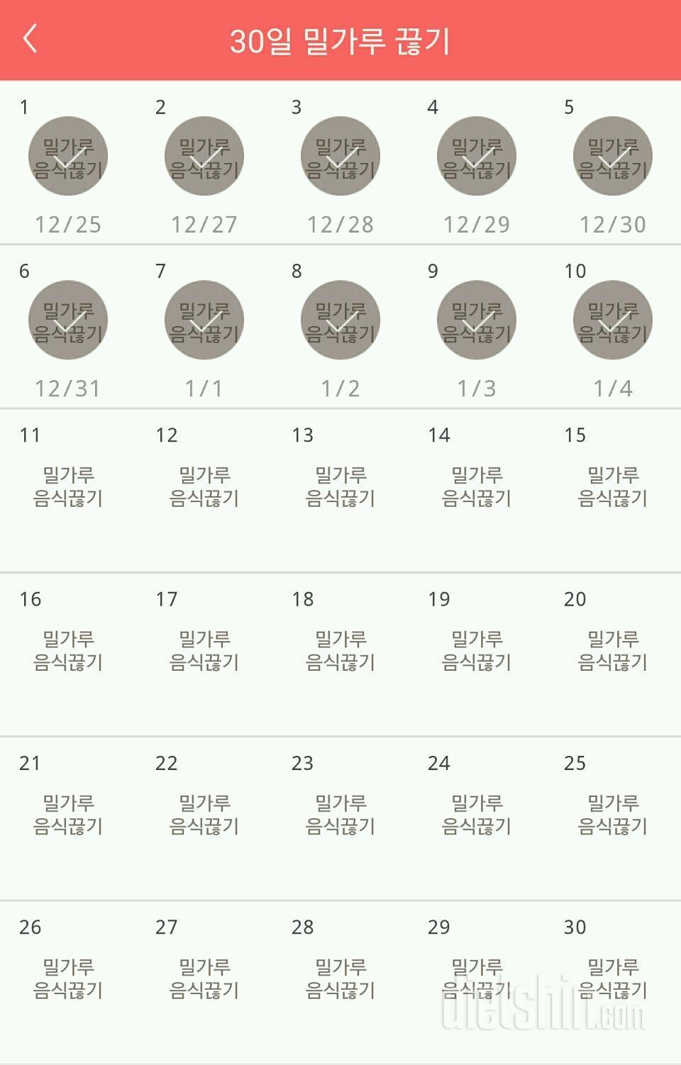 30일 밀가루 끊기 10일차 성공!