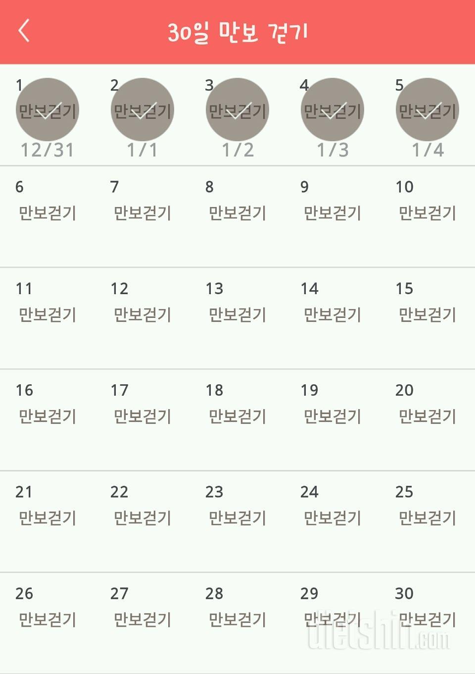 30일 만보 걷기 5일차 성공!