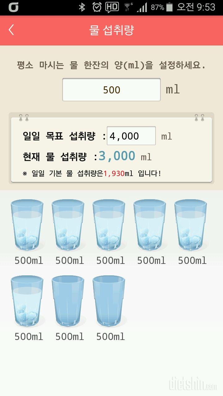 30일 하루 2L 물마시기 95일차 성공!