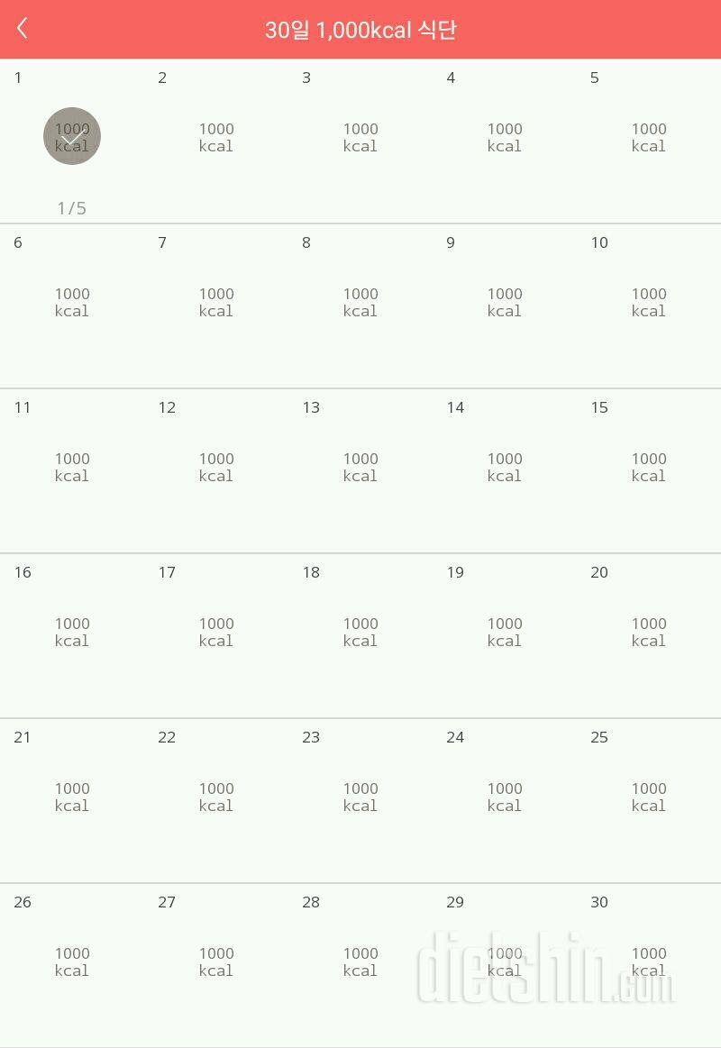 30일 1,000kcal 식단 1일차 성공!