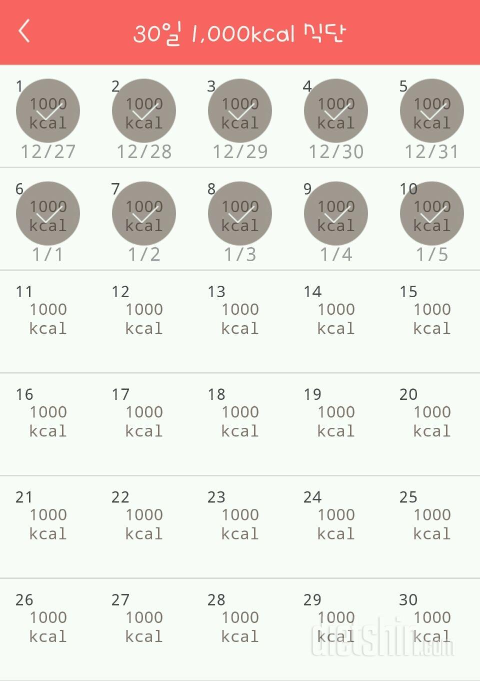 30일 1,000kcal 식단 10일차 성공!