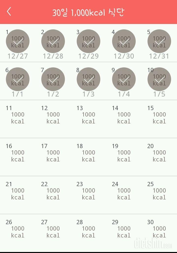 30일 1,000kcal 식단 10일차 성공!