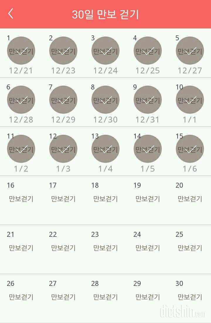 30일 만보 걷기 15일차 성공!