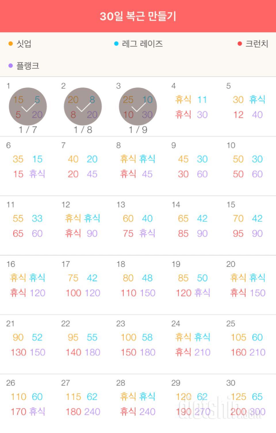 30일 복근 만들기 3일차 성공!