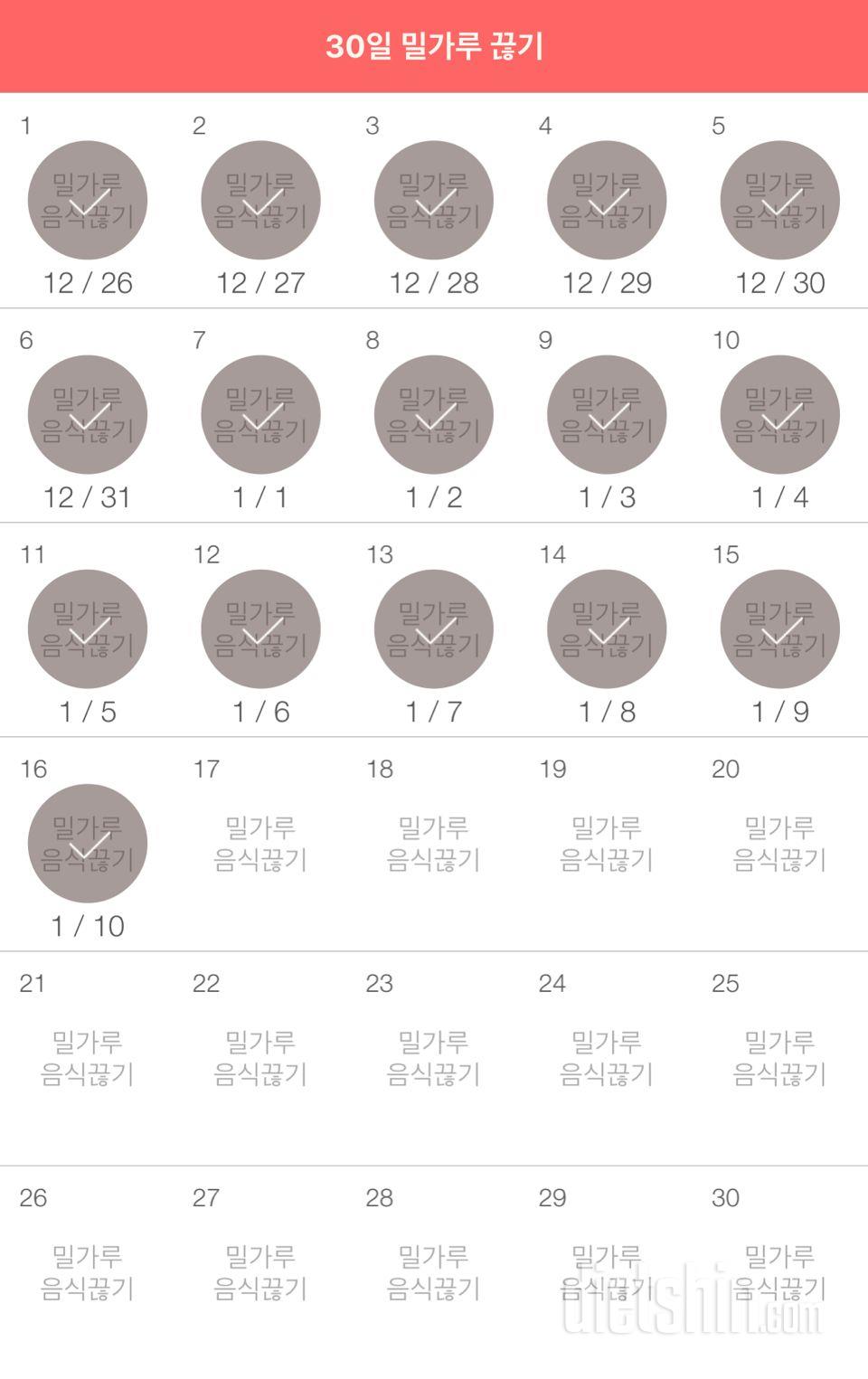 30일 밀가루 끊기 16일차 성공!