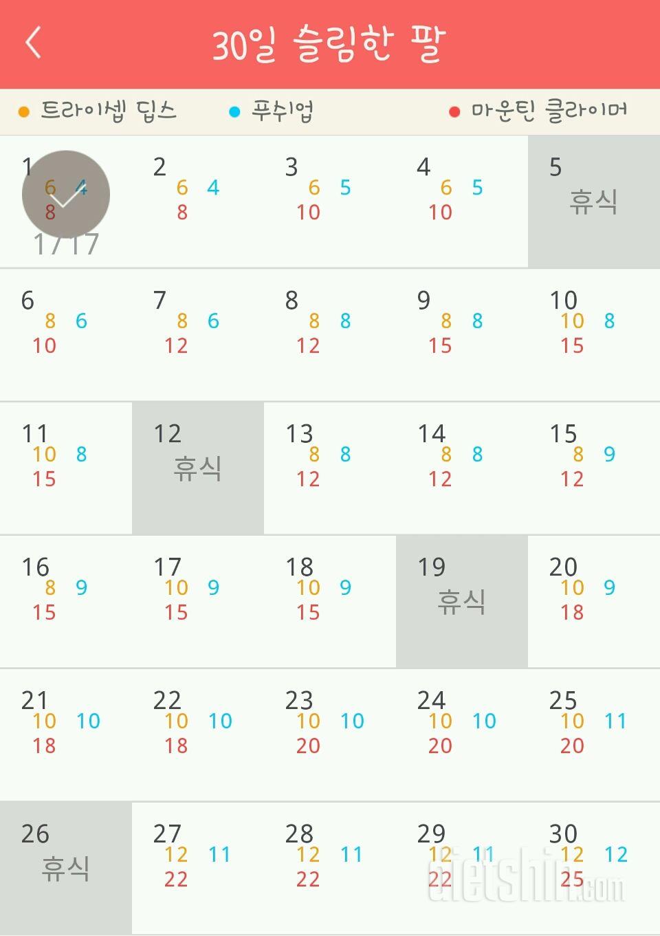 30일 슬림한 팔 31일차 성공!