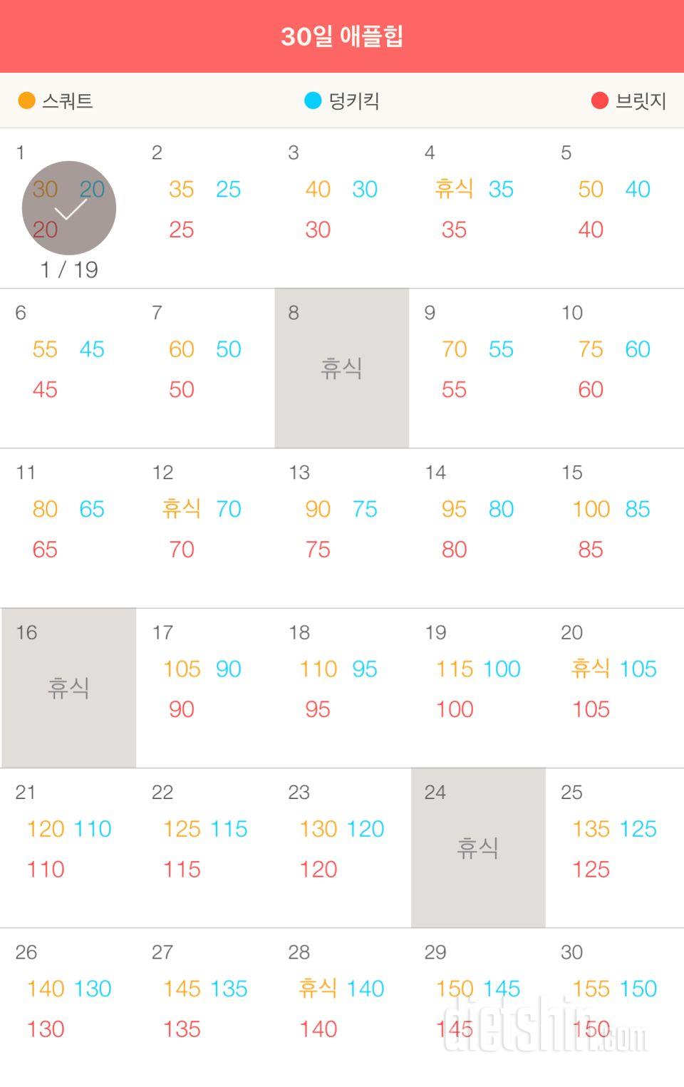 30일 애플힙 61일차 성공!